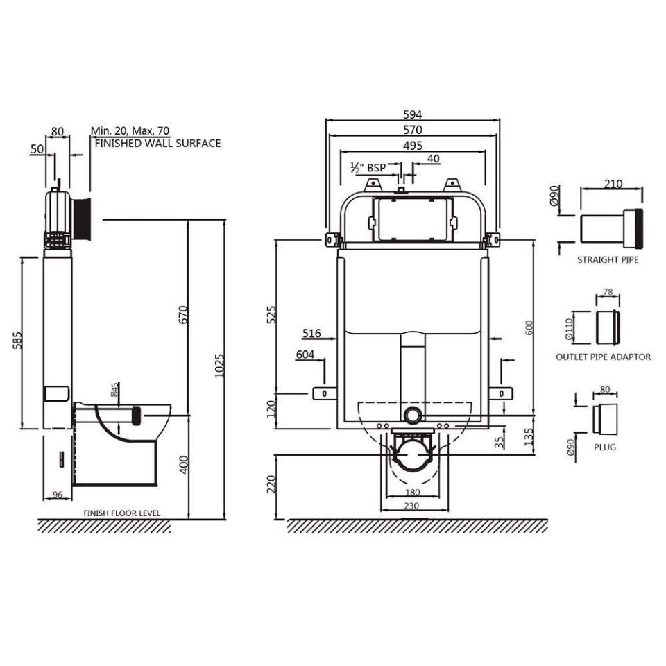 Jaquar Flushing Systems Slim Concealed Cistern Slim Concealed Cistern