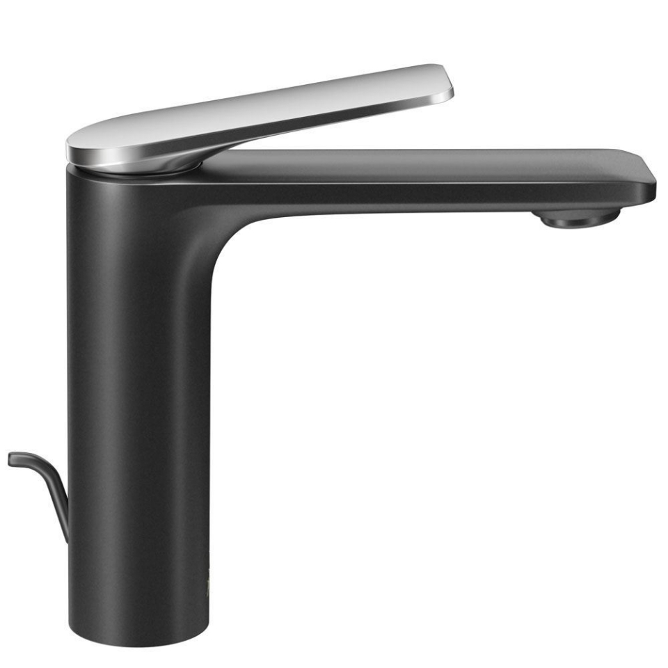 Picture of Single Lever Extended Basin Mixer with Popup Waste - Lever: Black Chrome | Body: Black Matt