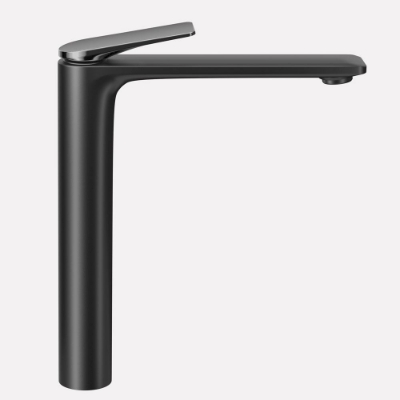 Picture of Single Lever High Neck Basin Mixer - Lever: Black Chrome | Body: Black Matt