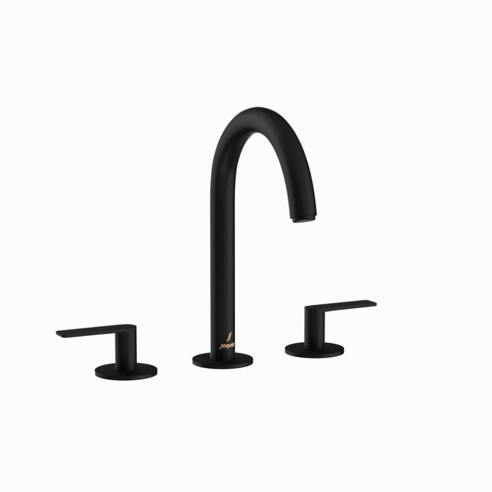 Picture of 3-Hole Basin Mixer with Pipe Spout - Black Matt