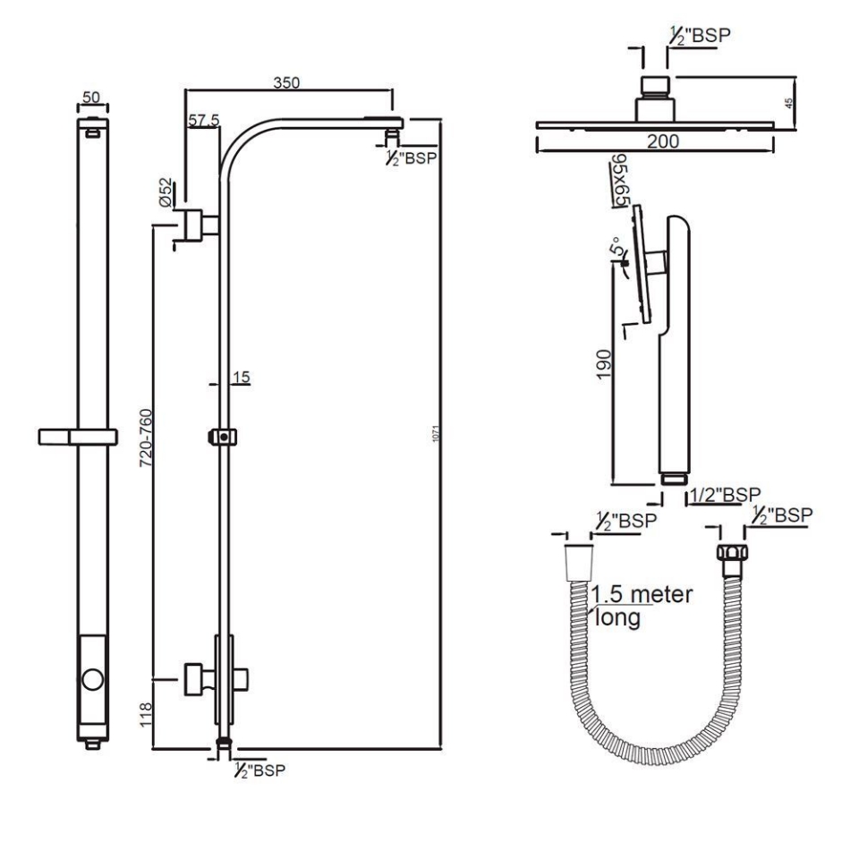 Shower Accessories , Exposed Shower Pipe with Provision For