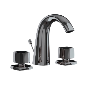 Picture of 3 Hole Basin Mixer with popup waste - Black Chrome 