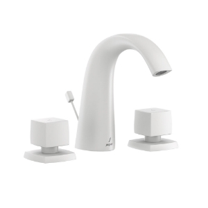 Picture of 3 Hole Basin Mixer with popup waste - White Matt 