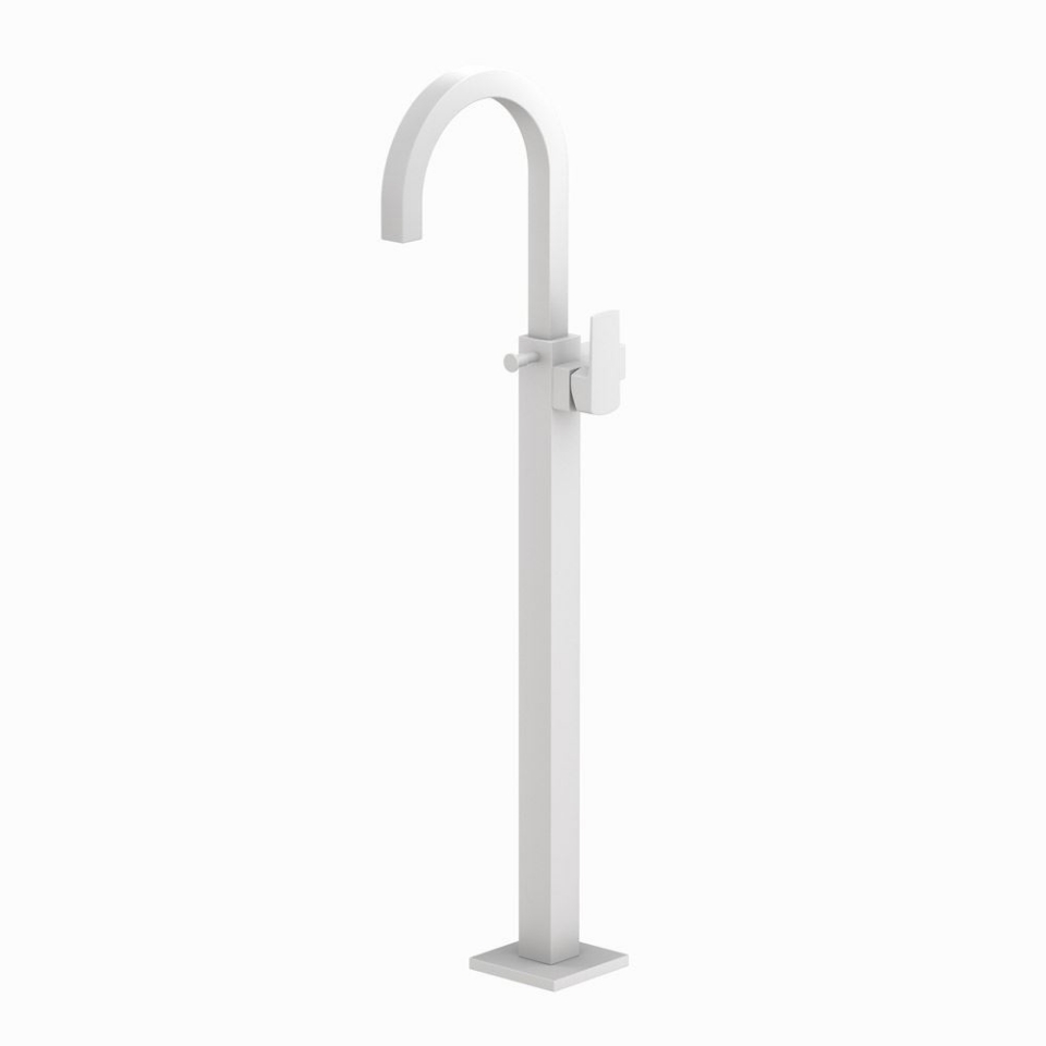 Picture of Kubix Prime Exposed Parts of Floor Mounted Single Lever Bath Mixer - White Matt 