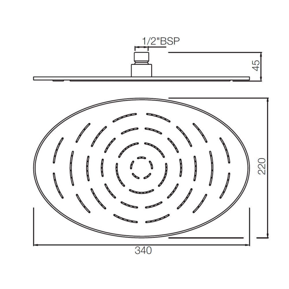 Showers Rain Showers Overhead Shower Ø300x200mm Oval Shape Single