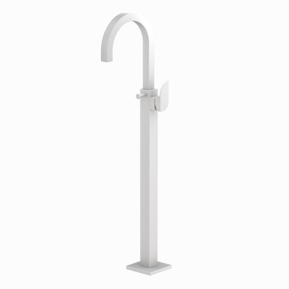 Picture of Exposed Parts of Floor Mounted Single Lever Bath Mixer - White Matt 