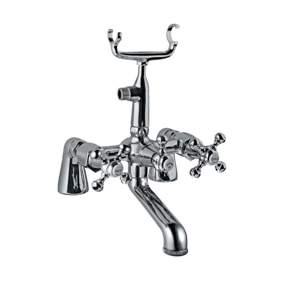 Picture of Bath & Shower Mixer with Telephone Shower Crutch - Chrome 