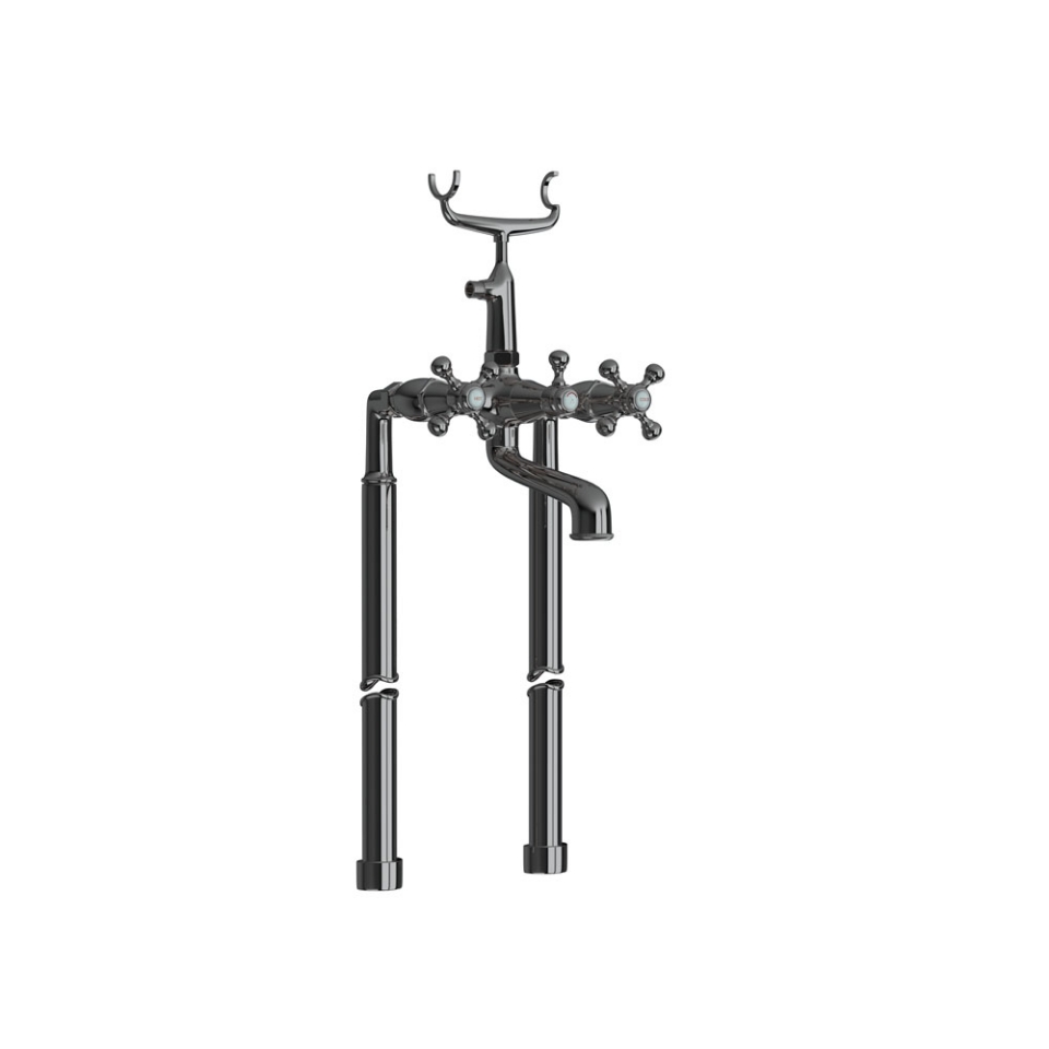 Picture of Bath & Shower Mixer with Telephone Shower Crutch - Black Chrome