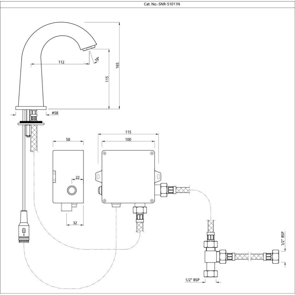 Jaquar Faucets, Sensor Taps, SNR 51011 Aquisense Sensor Faucet For