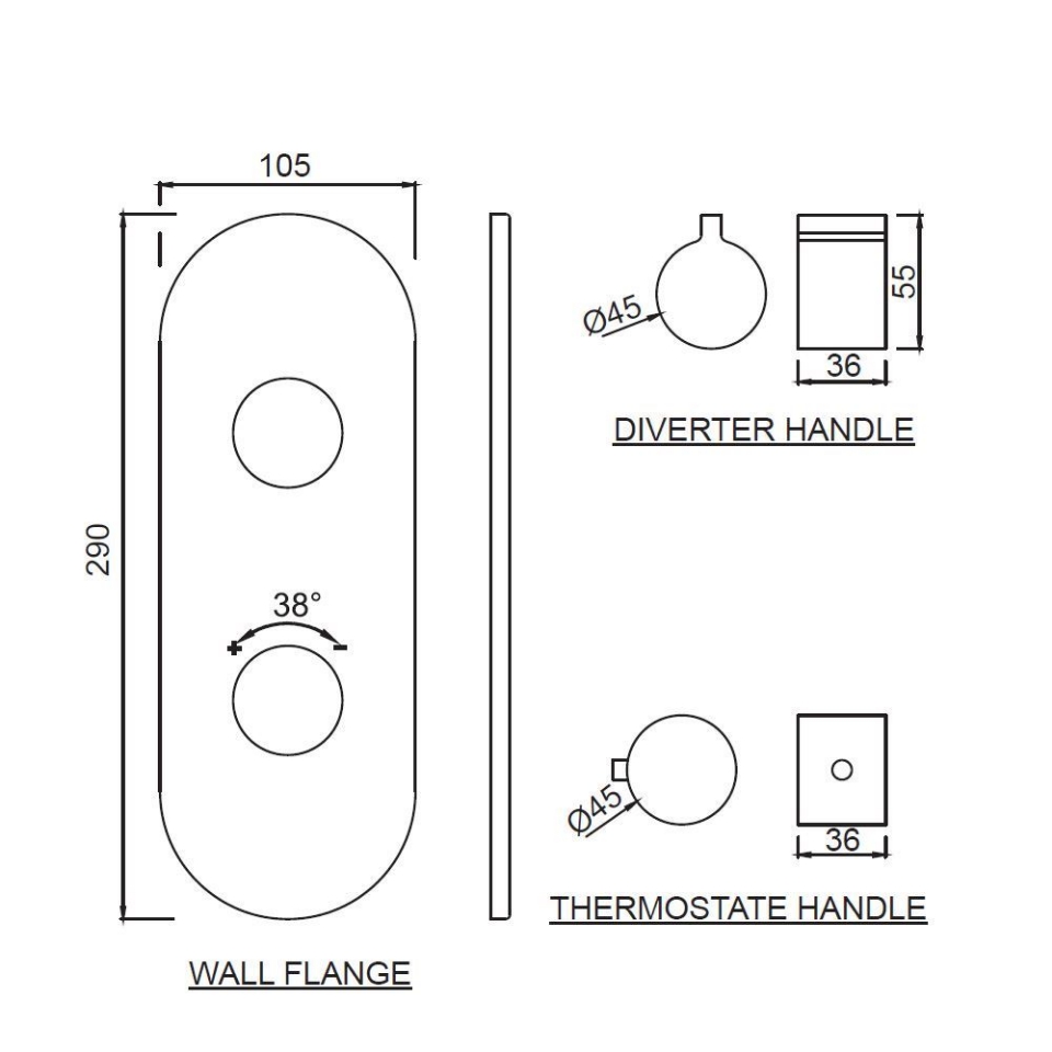 Picture of Aquamax exposed part kit of thermostatic shower mixer 