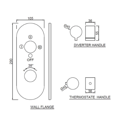 Picture of Aquamax exposed part kit of thermostatic shower mixer with 3-way diverter 