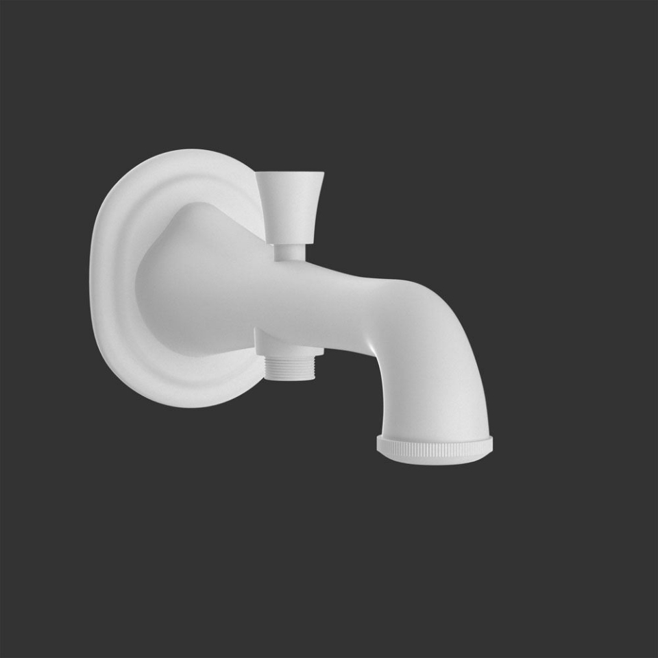 Picture of Queens Prime Bath Spout with Diverter - White Matt 