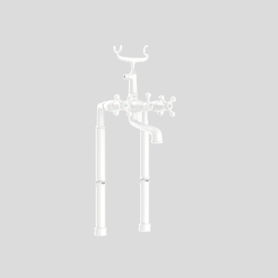 Picture of Bath & Shower Mixer with Telephone Shower Crutch - White Matt 