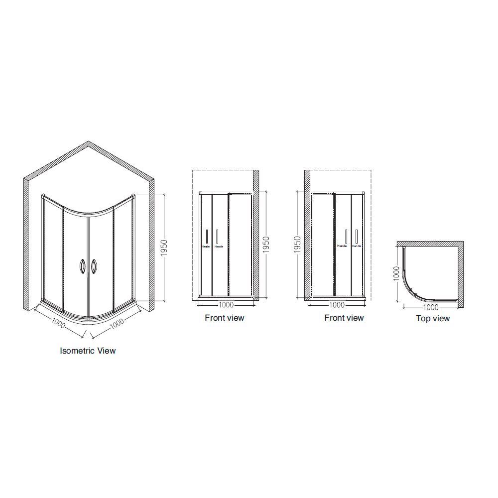 Delta Curved 1000mm Corner Shower Enclosure in Saudi Arabia | Jaquar