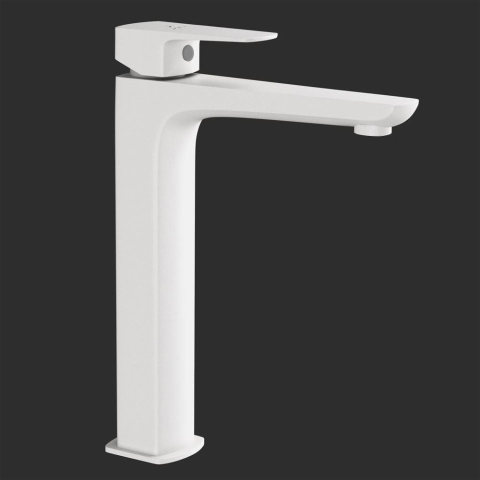 Picture of Single Lever High Neck Basin Mixer -White Matt 