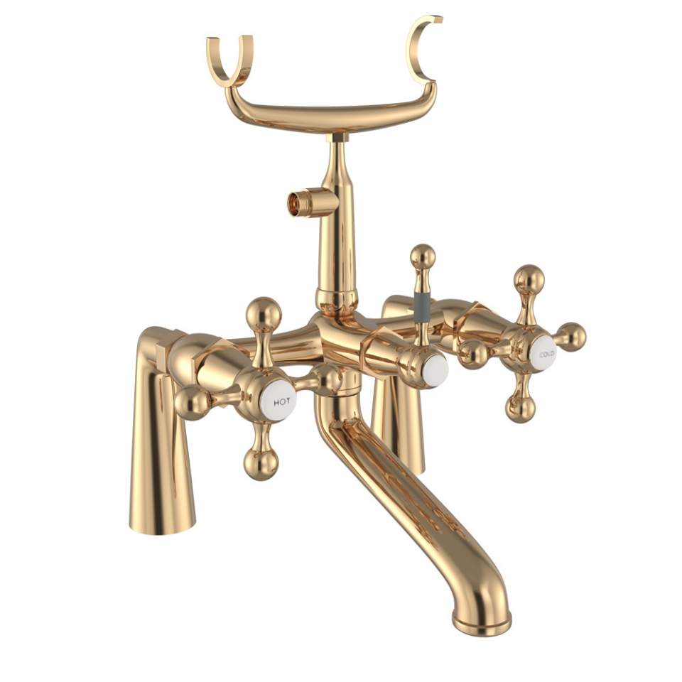 Picture of Bath & Shower Mixer with Telephone Shower Crutch - Auric Gold 