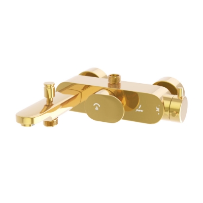 Picture of Exposed Thermostatic Bath & Shower Mixer 3-in-1 System - Gold Bright PVD