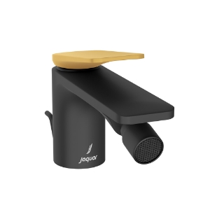 Picture of Single Lever Bidet Mixer with Popup Waste - Lever: Gold Matt PVD | Body: Black Matt