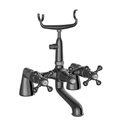 Picture of Bath & Shower Mixer with Telephone Shower Crutch - Black Chrome 