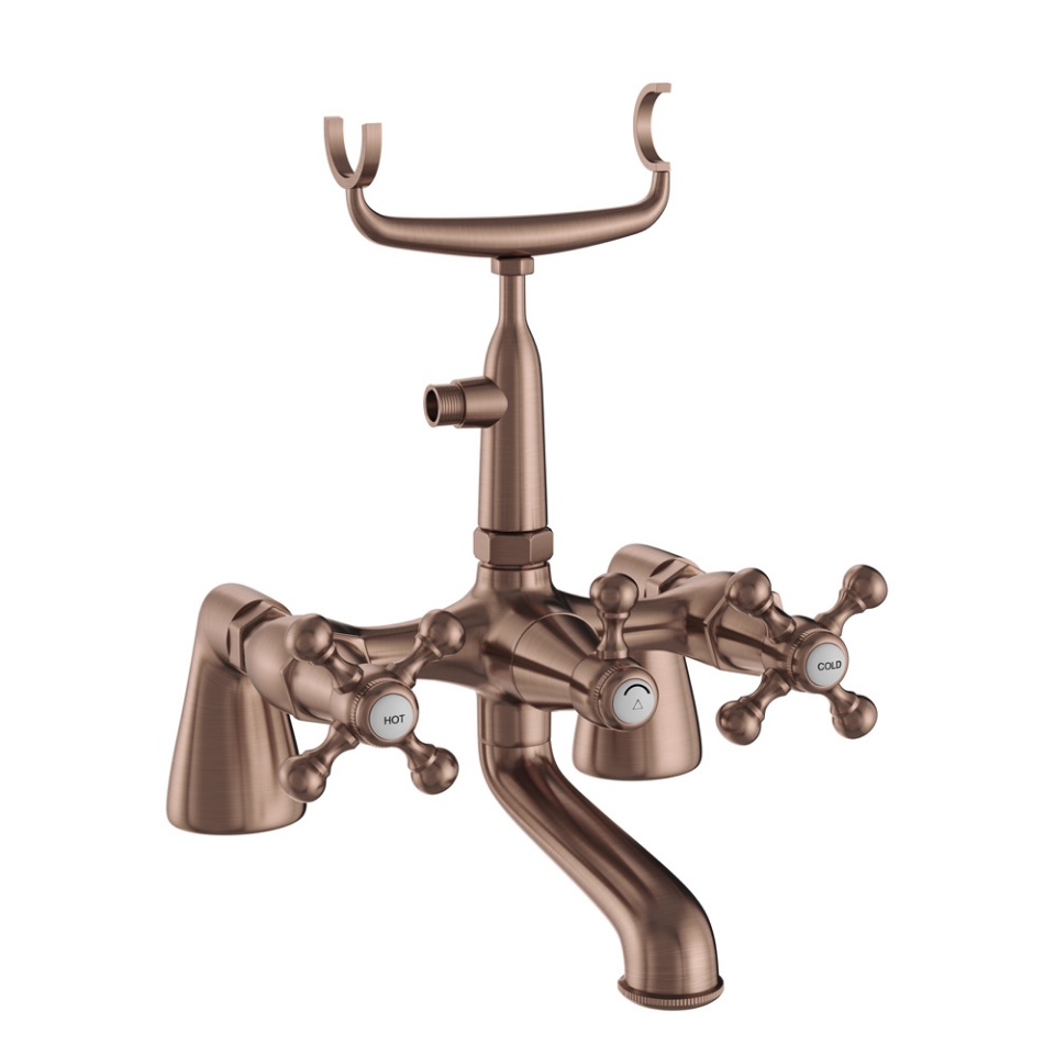 Picture of Bath & Shower Mixer with Telephone Shower Crutch - Antique Copper 