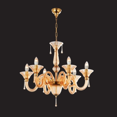 Picture of 6 LT Honey Glass Chandelier